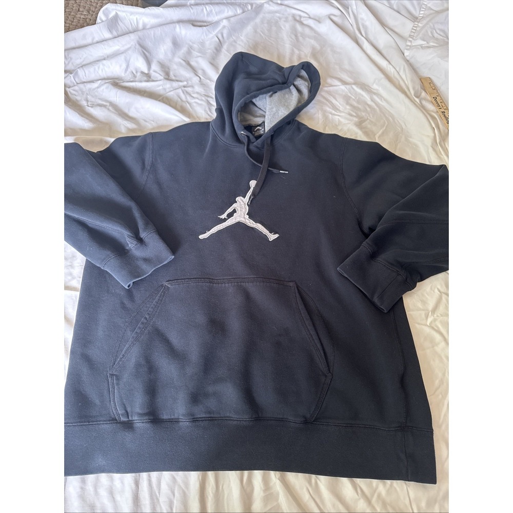 Air Jordan Nike Hoodie Sewn On Jump Man Logo XL Black
